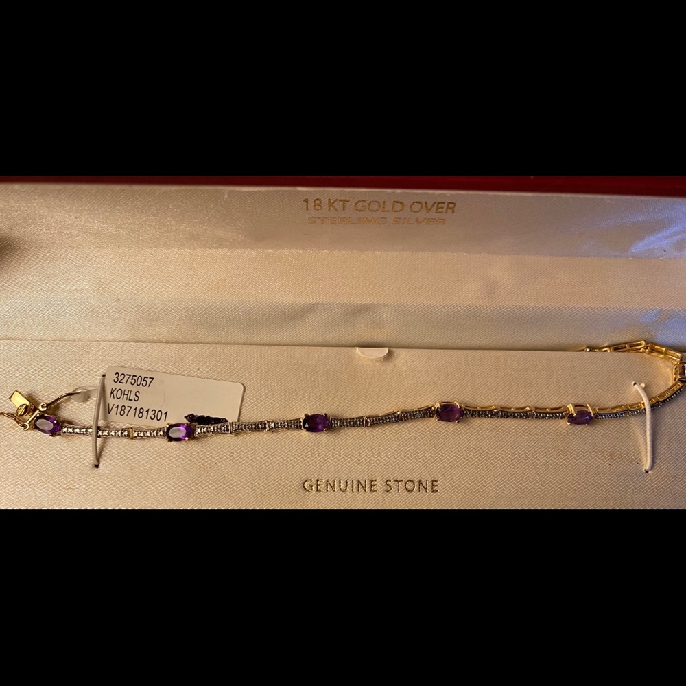 18k Gold Over Silver Bracelet with Amethyst